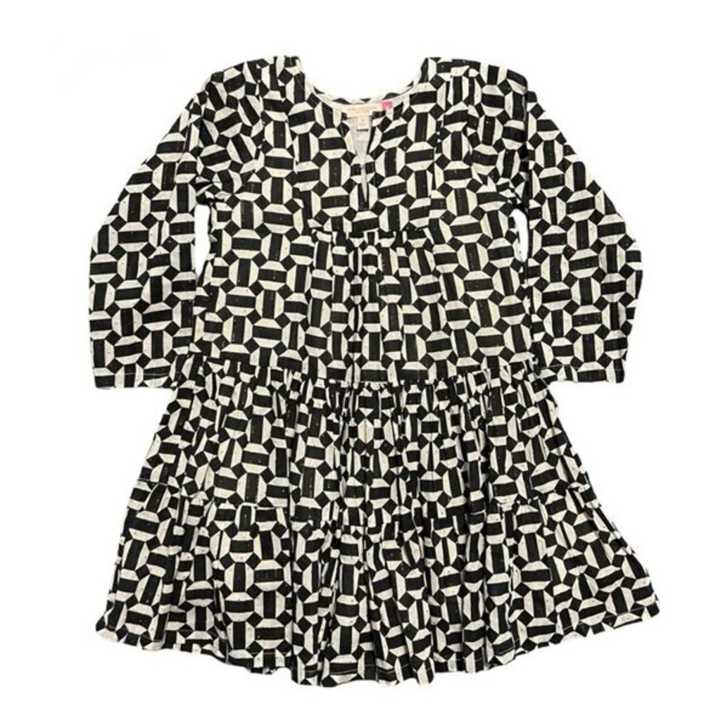 Pink Chicken Black & White with Gold Penelope Dress